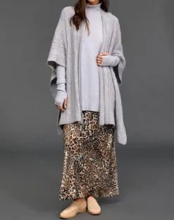 Poncho en Laine & Cachemire Roca gris-Lauren Vidal Outlet