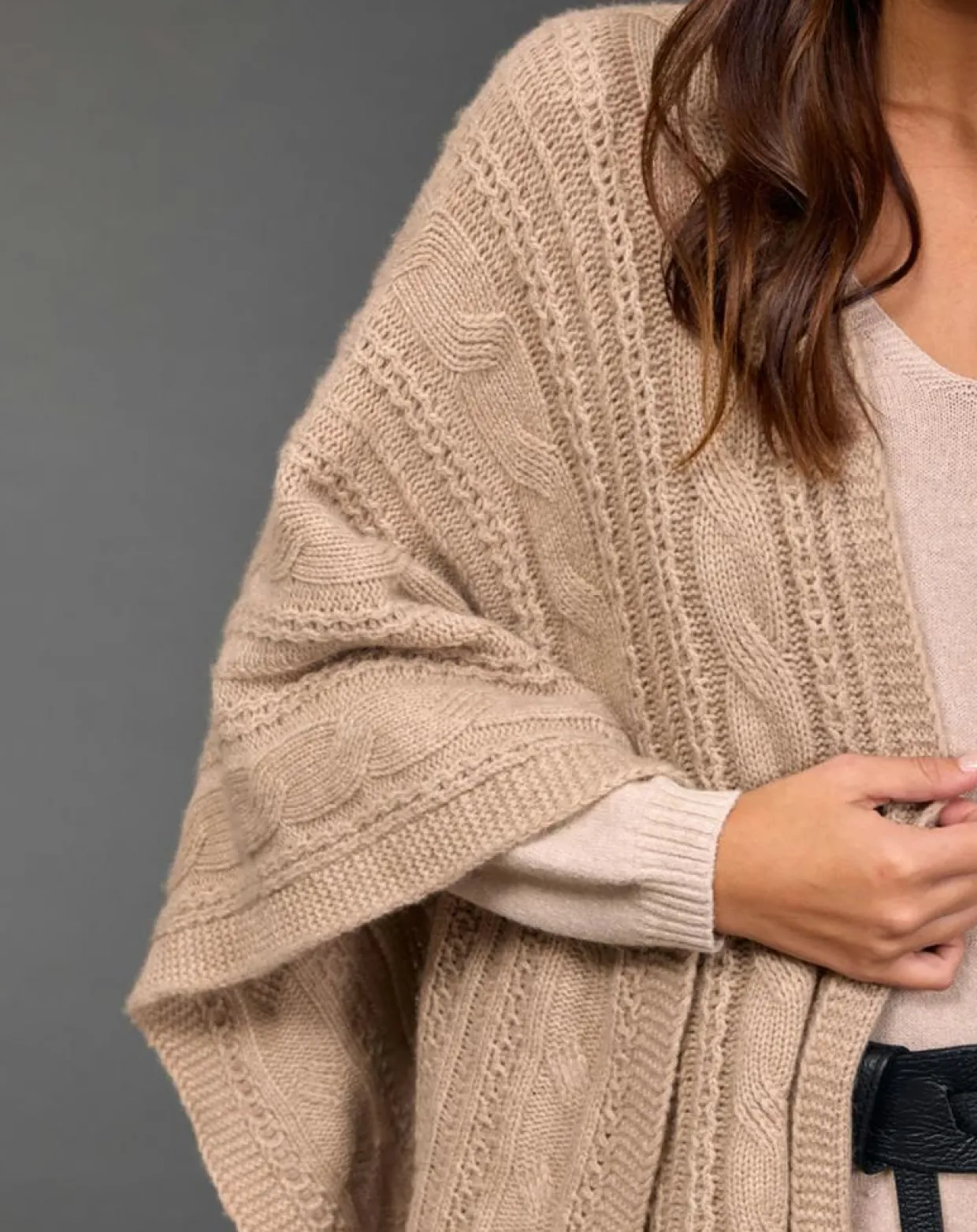 Femme Lauren Vidal Gilets Et Cardigans^Poncho en Laine & Cachemire Roca sable