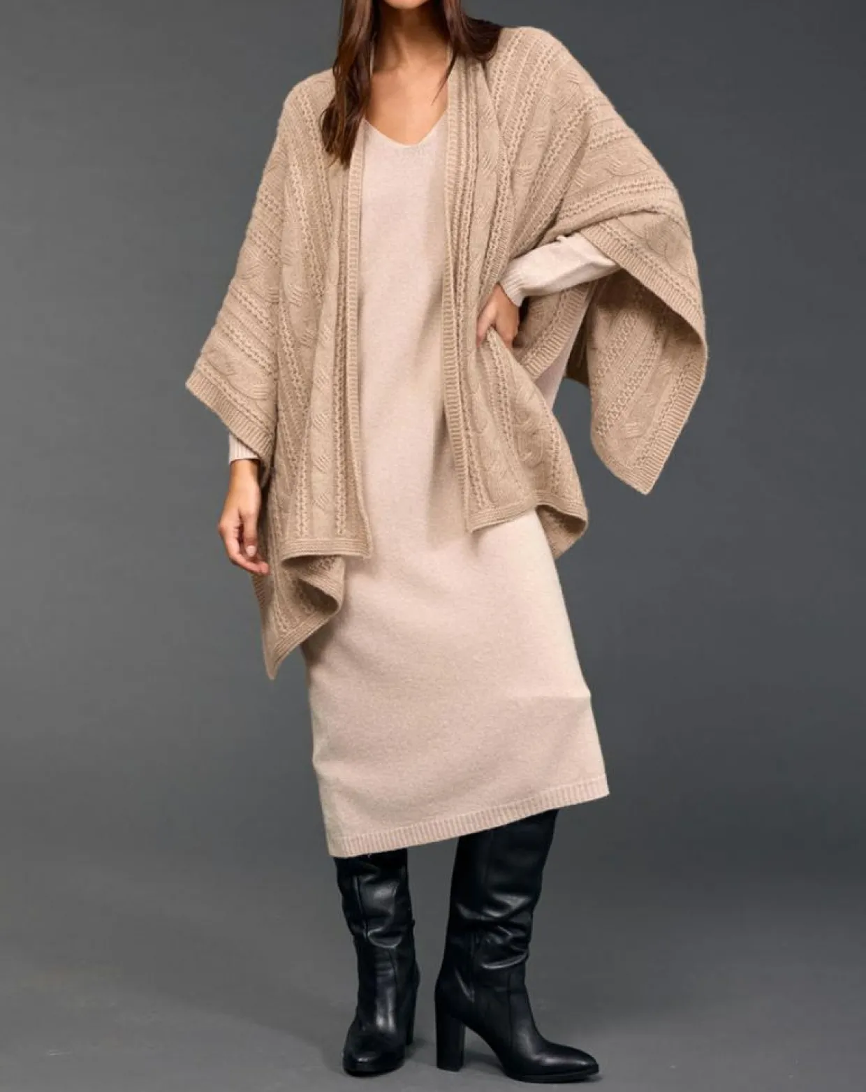 Femme Lauren Vidal Gilets Et Cardigans^Poncho en Laine & Cachemire Roca sable