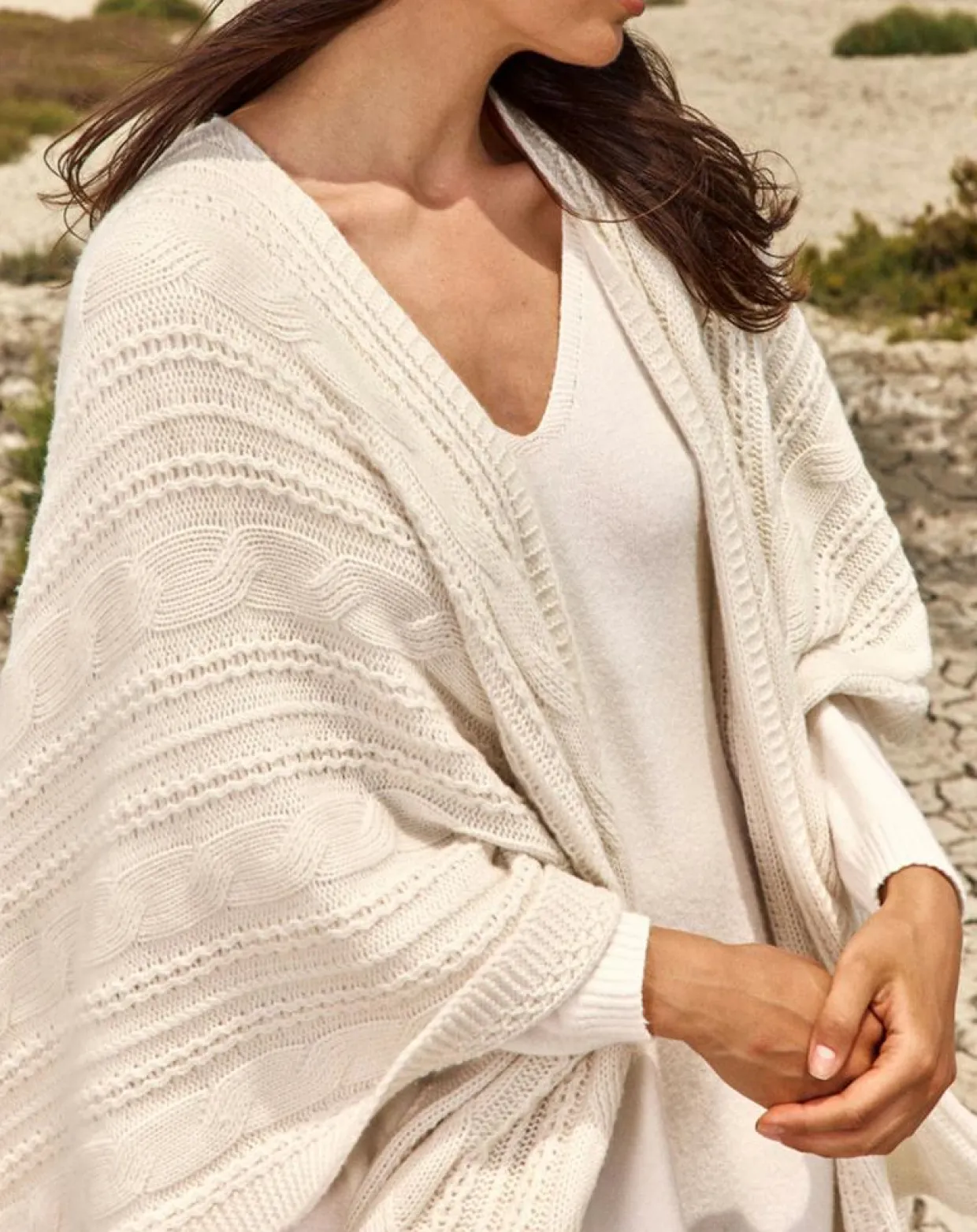 Femme Lauren Vidal Gilets Et Cardigans^Poncho en Laine & Cachemire Roca crème