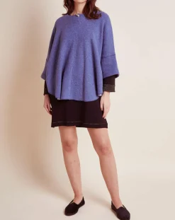 Femme Le Chat Lingerie, Nuit^Poncho en Laine mélangée Etoffe bleu chiné/gris