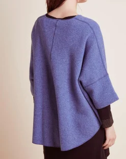 Femme Le Chat Lingerie, Nuit^Poncho en Laine mélangée Etoffe bleu chiné/gris