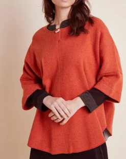 Poncho en Laine mélangée Etoffe cannelle/gris-Le Chat Discount