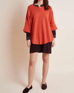 Poncho en Laine mélangée Etoffe cannelle/gris-Le Chat Discount