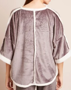 Poncho en Velours Cocoon gris/écru-Le Chat Outlet