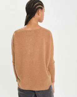 Poncho large 100% Cachemire col rond Alizée mocha-Cashmere Tribu Sale