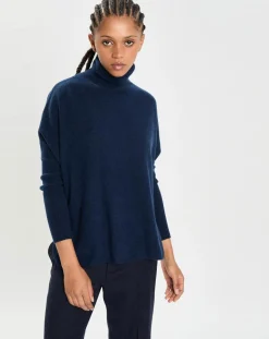 Poncho large 100% Cachemire col roulé Lola nuit-Cashmere Tribu Online