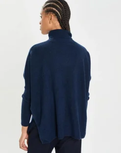 Poncho large 100% Cachemire col roulé Lola nuit-Cashmere Tribu Online
