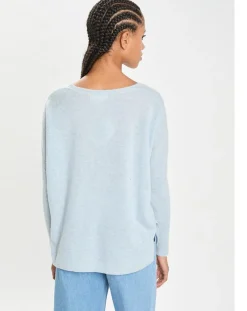 Poncho large 100% Cachemire col rond Alizée icy blue-Cashmere Tribu Online