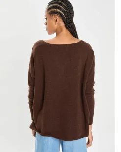 Femme Cashmere Tribu Pulls^Poncho large 100% Cachemire col V Emma brownie