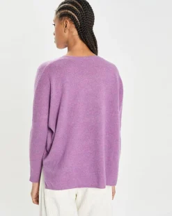 Poncho large 100% Cachemire col rond Alizée orchidée-Cashmere Tribu Outlet