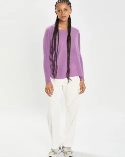 Poncho large 100% Cachemire col rond Alizée orchidée-Cashmere Tribu Outlet