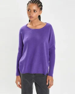 Poncho large 100% Cachemire col rond Alizée grape-Cashmere Tribu Outlet