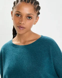 Femme Cashmere Tribu Pulls^Poncho large 100% Cachemire col rond Alizée heathered teal