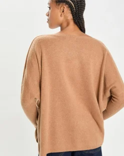 Femme Cashmere Tribu Pulls^Poncho large 100% Cachemire col V Emma mocha