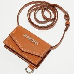 Porte-cartes tour-de-cou en Cuir Le Chouchou Homme marron - 10x7 cm-Jacquemus Outlet
