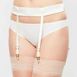 Porte-jarretelles en Soie mélangée Feline Chic écru-La Perla Outlet
