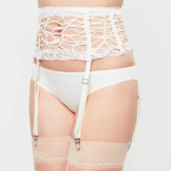Femme La Perla Lingerie, Nuit^Porte-jarretelles en Soie mélangée Desert Rose blanc cassé
