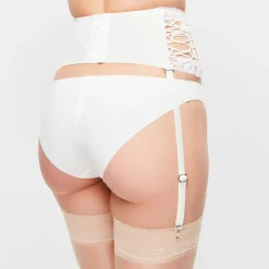 Femme La Perla Lingerie, Nuit^Porte-jarretelles en Soie mélangée Desert Rose blanc cassé