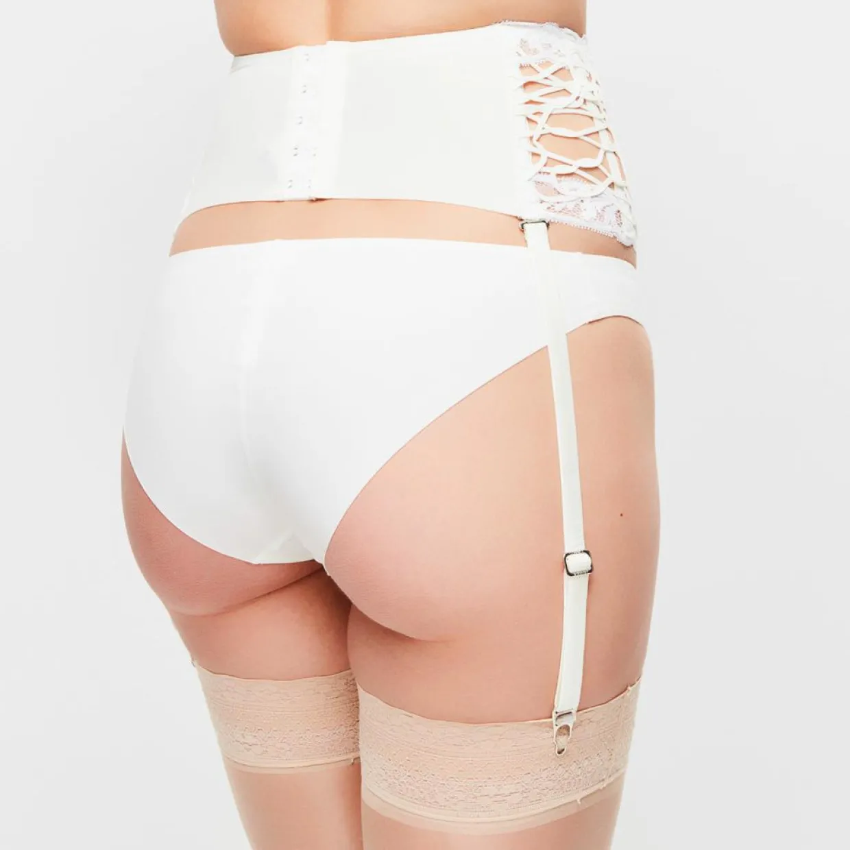 Femme La Perla Lingerie, Nuit^Porte-jarretelles en Soie mélangée Desert Rose blanc cassé