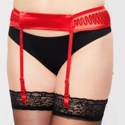 Femme La Perla Lingerie, Nuit^Porte-jarretelles en Soie mélangée Flame Soutache rubis