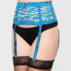Femme La Perla Lingerie, Nuit^Porte-jarretelles en Soie mélangée Desert Rose bleu canard
