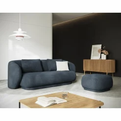 Mazzini Sofas Poufs^Pouf Linden Chenille bleu - 65x65x39 cm