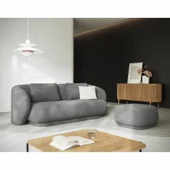 Pouf Linden Chenille gris foncé - 65x65x39 cm-Mazzini Sofas