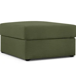Pouf Quince Velours côtelé vert - 64x64x37 cm-Mazzini Sofas