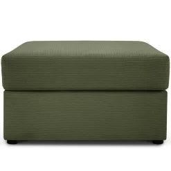 Pouf Quince Velours côtelé vert - 64x64x37 cm-Mazzini Sofas