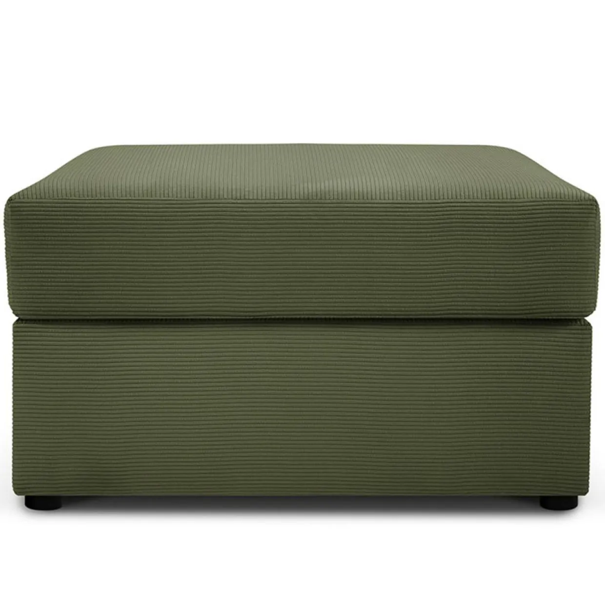Pouf Quince Velours côtelé vert - 64x64x37 cm-Mazzini Sofas