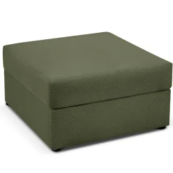 Pouf Quince Velours côtelé vert - 64x64x37 cm-Mazzini Sofas