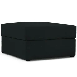 Pouf Quince Velours côtelé noir - 64x64x37 cm-Mazzini Sofas Clearance
