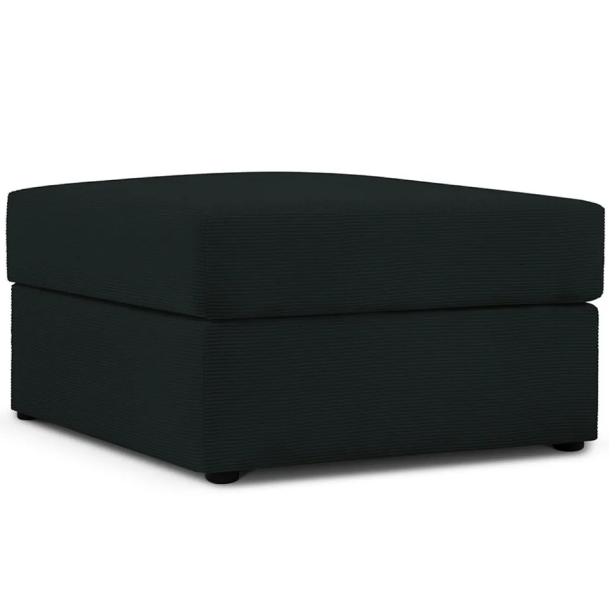 Pouf Quince Velours côtelé noir - 64x64x37 cm-Mazzini Sofas Clearance
