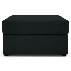Pouf Quince Velours côtelé noir - 64x64x37 cm-Mazzini Sofas Clearance