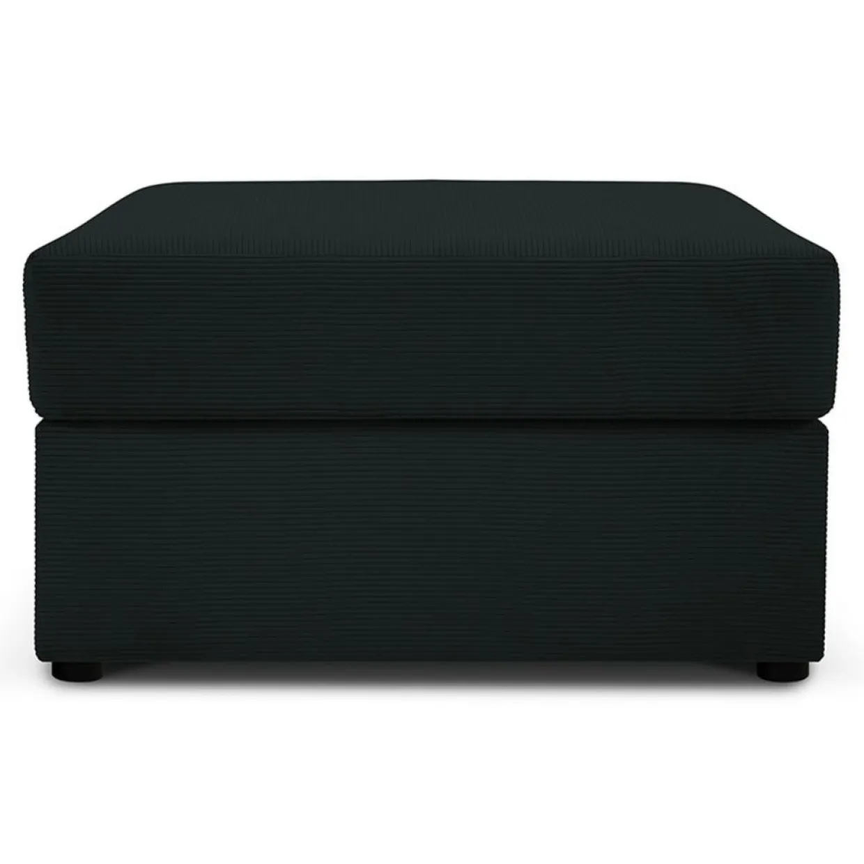 Pouf Quince Velours côtelé noir - 64x64x37 cm-Mazzini Sofas Clearance