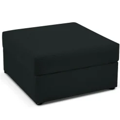 Pouf Quince Velours côtelé noir - 64x64x37 cm-Mazzini Sofas Clearance