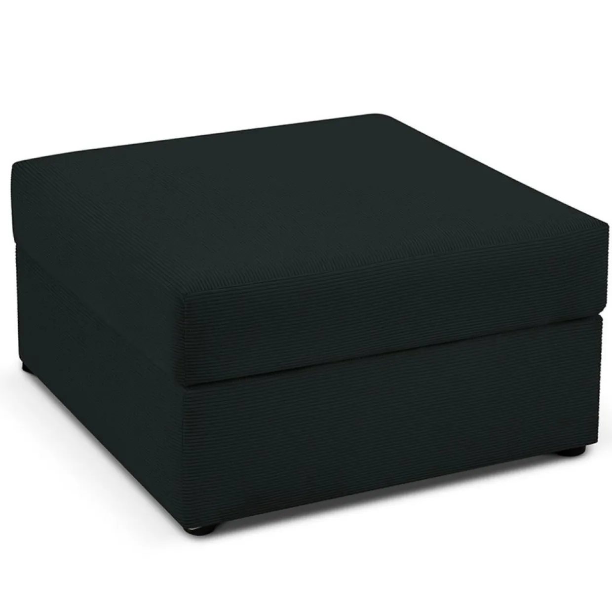 Pouf Quince Velours côtelé noir - 64x64x37 cm-Mazzini Sofas Clearance