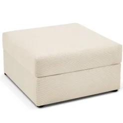 Mazzini Sofas Poufs^Pouf Quince Velours côtelé beige clair - 64x64x37 cm