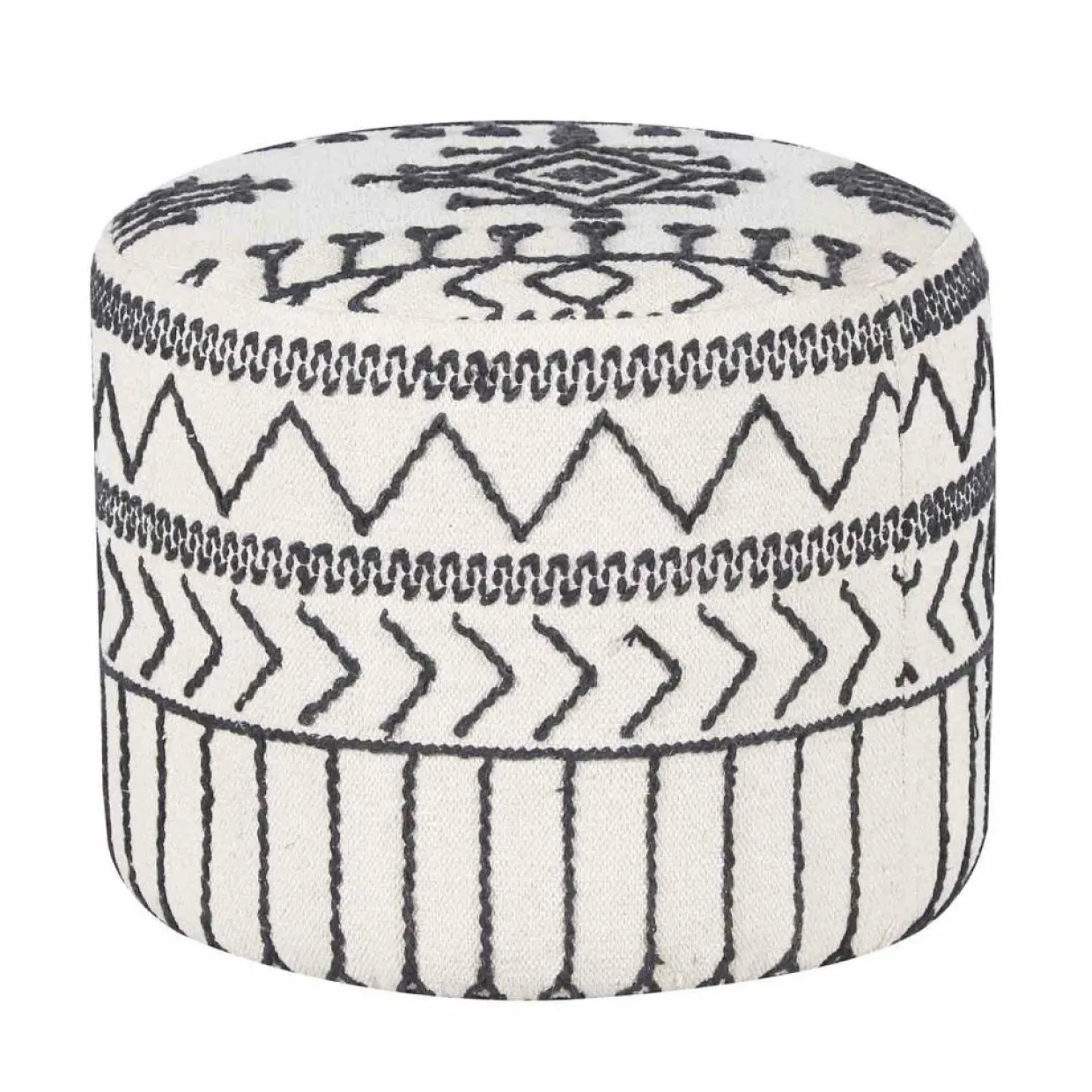 Bois & Chiffons Poufs^Pouf tribal 45 cm de haut Acacia M&M offer Gris argent - 60x60x45 cm