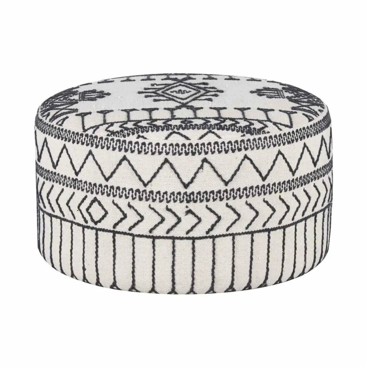 Bois & Chiffons Poufs^Pouf tribal rond 90 cm Acacia M&M offer Gris argent - 90x90x45 cm