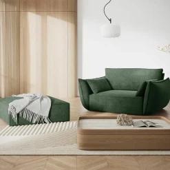 Mazzini Sofas Poufs^Pouf Vanda vert bouteille - 100x80x36 cm