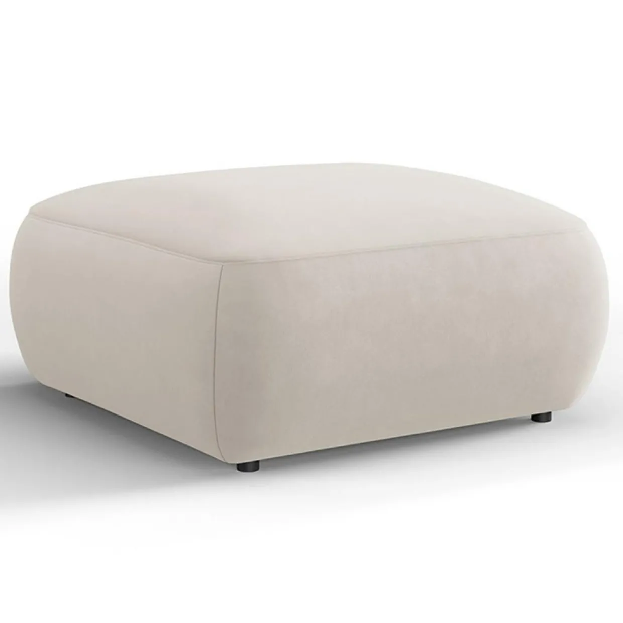 Pouf Velours Jasmin beige - 75x75x36 cm-Mazzini Sofas Online