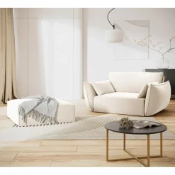 Pouf Velours Vanda beige clair - 100x80x36 cm-Mazzini Sofas Sale