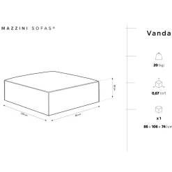 Mazzini Sofas Poufs^Pouf Velours Vanda noir - 100x80x36 cm