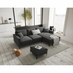Pouf Velours Venus gris - 65x65x47 cm-Mazzini Sofas Online