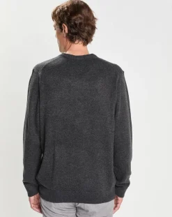 Pull 100% Laine Mérinos Harry Dog gris foncé-Hackett London Online
