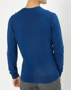 Homme Hackett London Pulls^Pull 100% Bambou ras du cou bleu