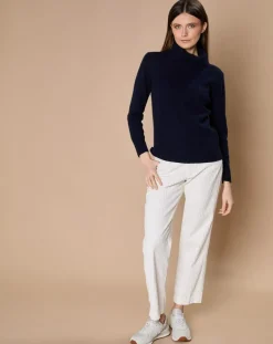 Pull 100% Cachemire 4 fils Audrey col roulé bleu marine-Oscar et Louise