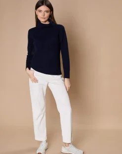 Pull 100% Cachemire 4 fils Audrey col roulé bleu marine-Oscar et Louise